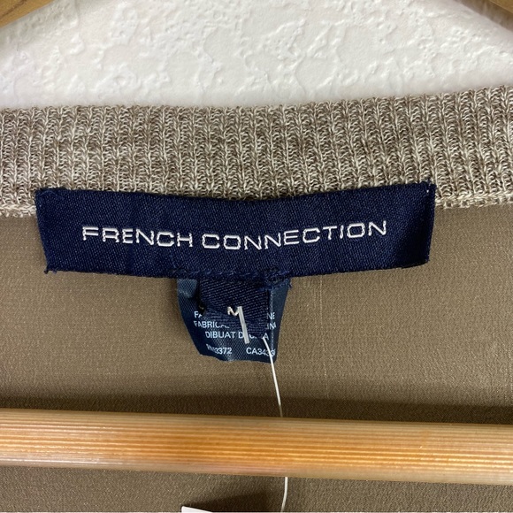 French Connection Brown Cotton Silk Cold Shoulder Top - Picture 4 of 9